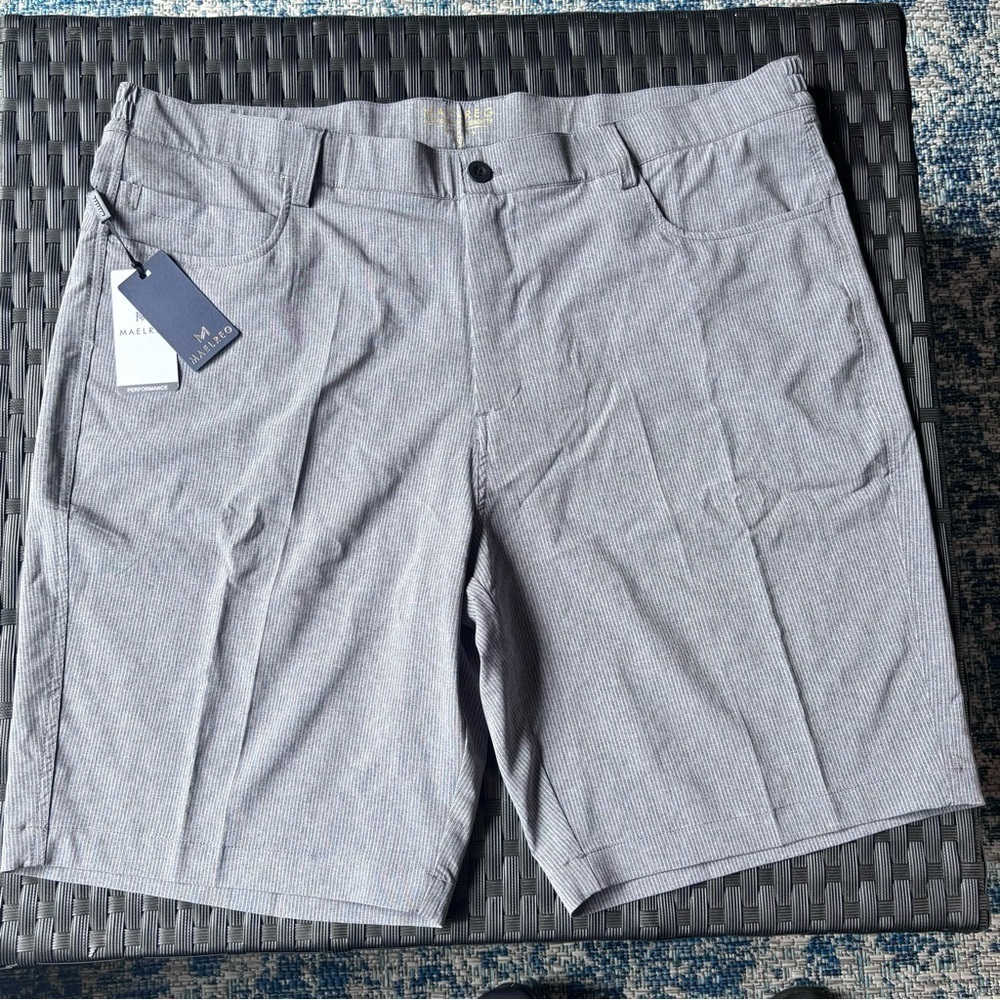 10'' Inseam Stretch Waist Lightweight Striped Flat Front Quick Dry Hybrid Flex